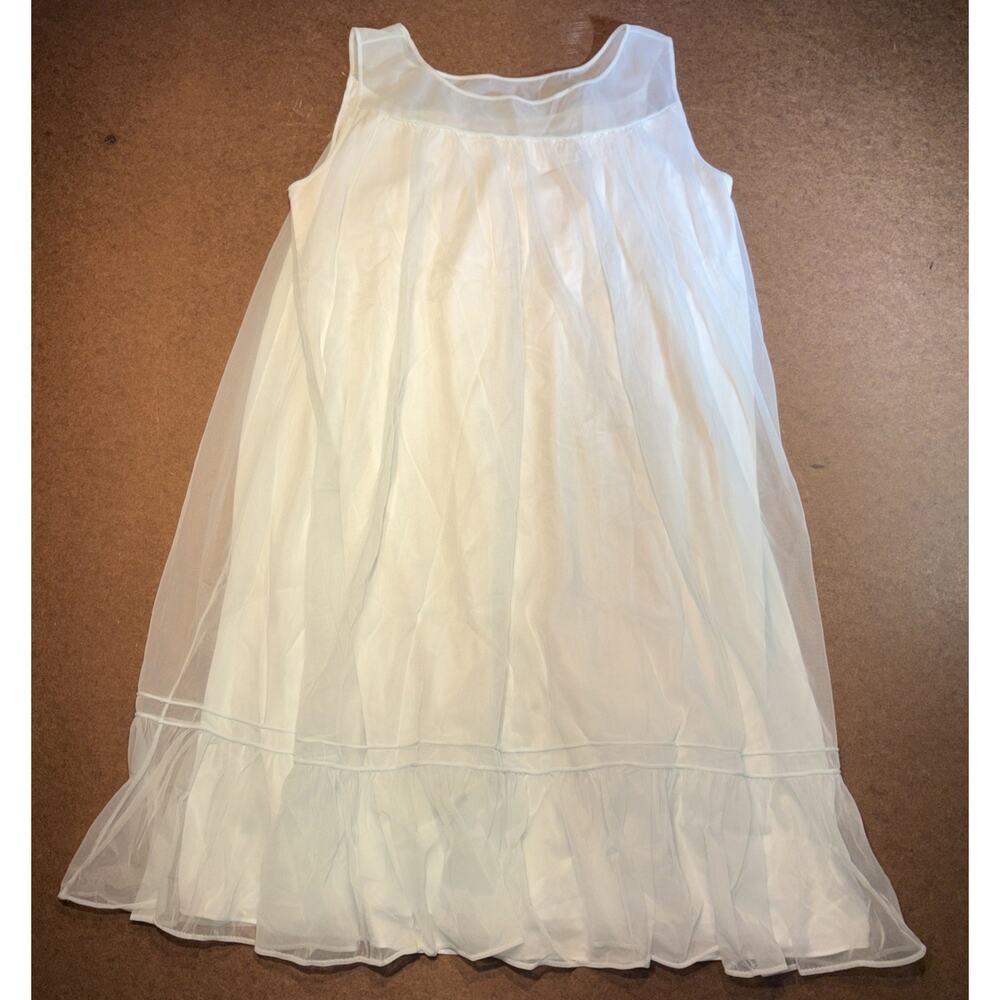 Shadowline Sexy Teddy Nightgown Size Medium Mint (?) Sleeveless Round Neck Nylon